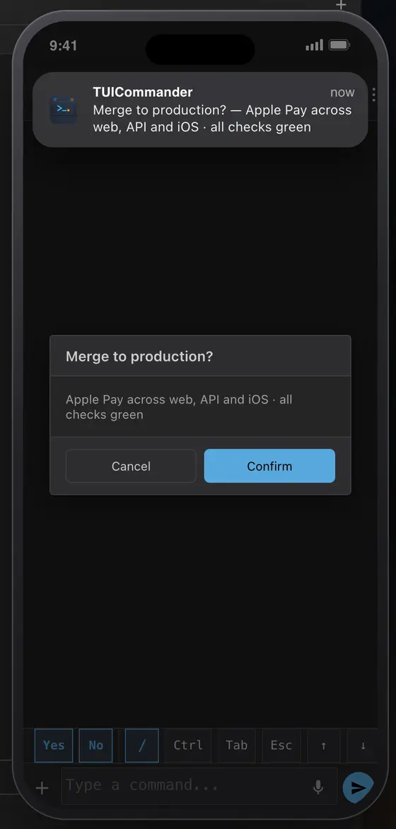 Phone notification asking to confirm a merge