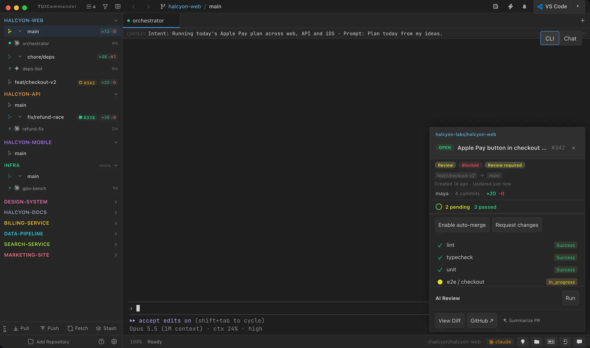 Pull request detail popover with checks and the auto-heal switch