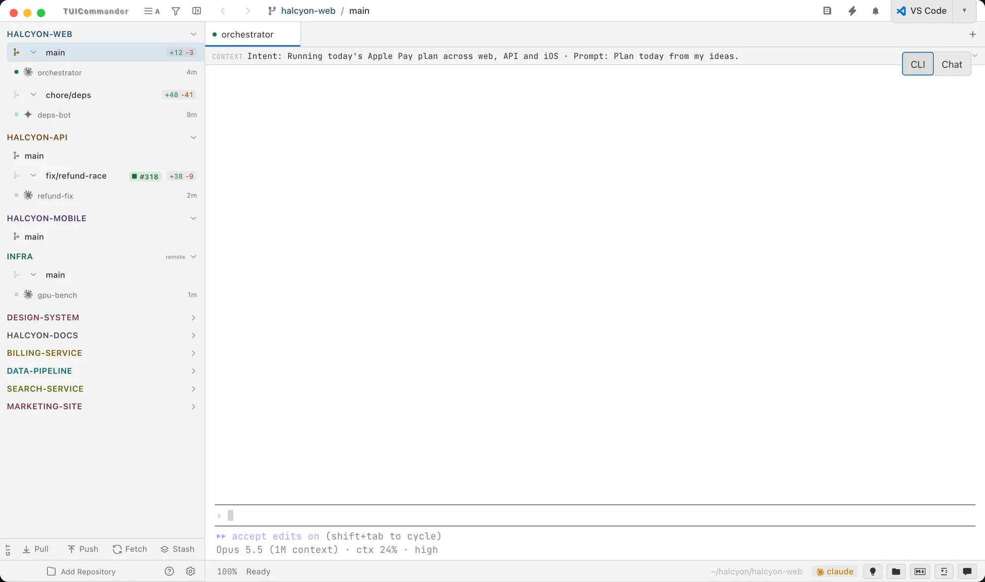 TUICommander in a light theme